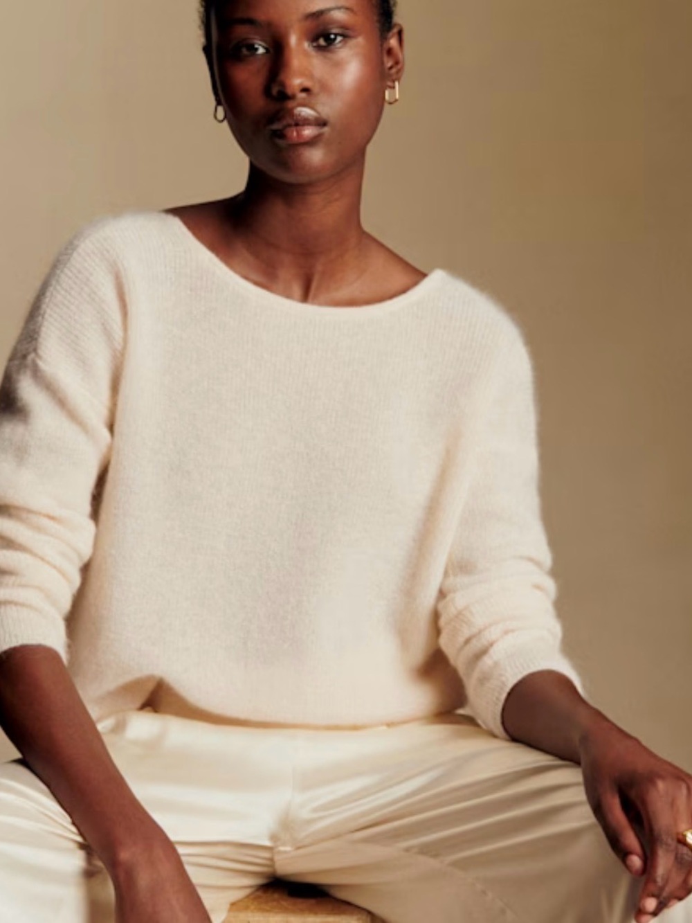 SEZANE Barry Ivory Ecru Mohair Alpaca Blend Cardigan Sweater V Neck Size XS - Picture 4 of 13
